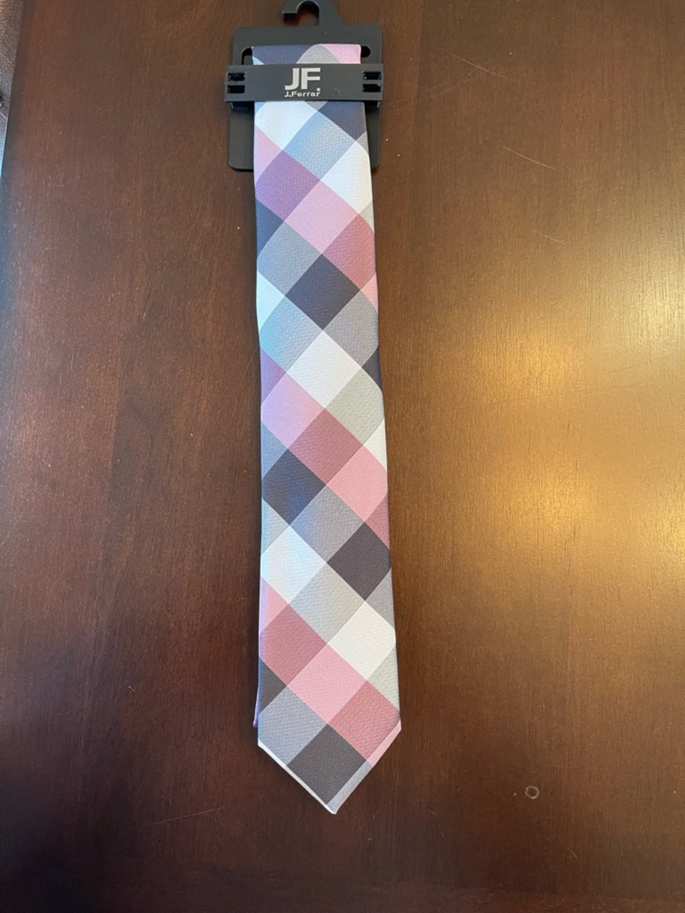jcpenney JF J.Ferrar Pink, Gray & White Plaid Men's Tie